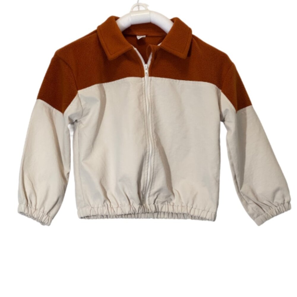 Kids Orange and Cream Color Block Jacket Size: 6T (years)